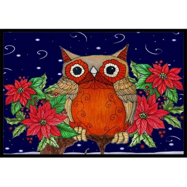 Carolines Treasures PJC1097MAT Whose Happy Holidays Owl Indoor & Outdoor Mat; 18 x 27 in. PJC1097MAT - main